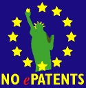 Petition for a Software Patent Free Europe logo/link.