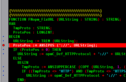 Delphi breakpoint and compiler blue dots placed correctly.