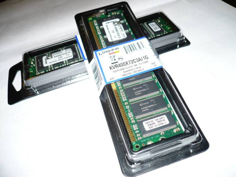 Dos DIMM de memoria RAM kvr400×72c3a/1g Kingston (DDR 400 sin búfer con ECC)